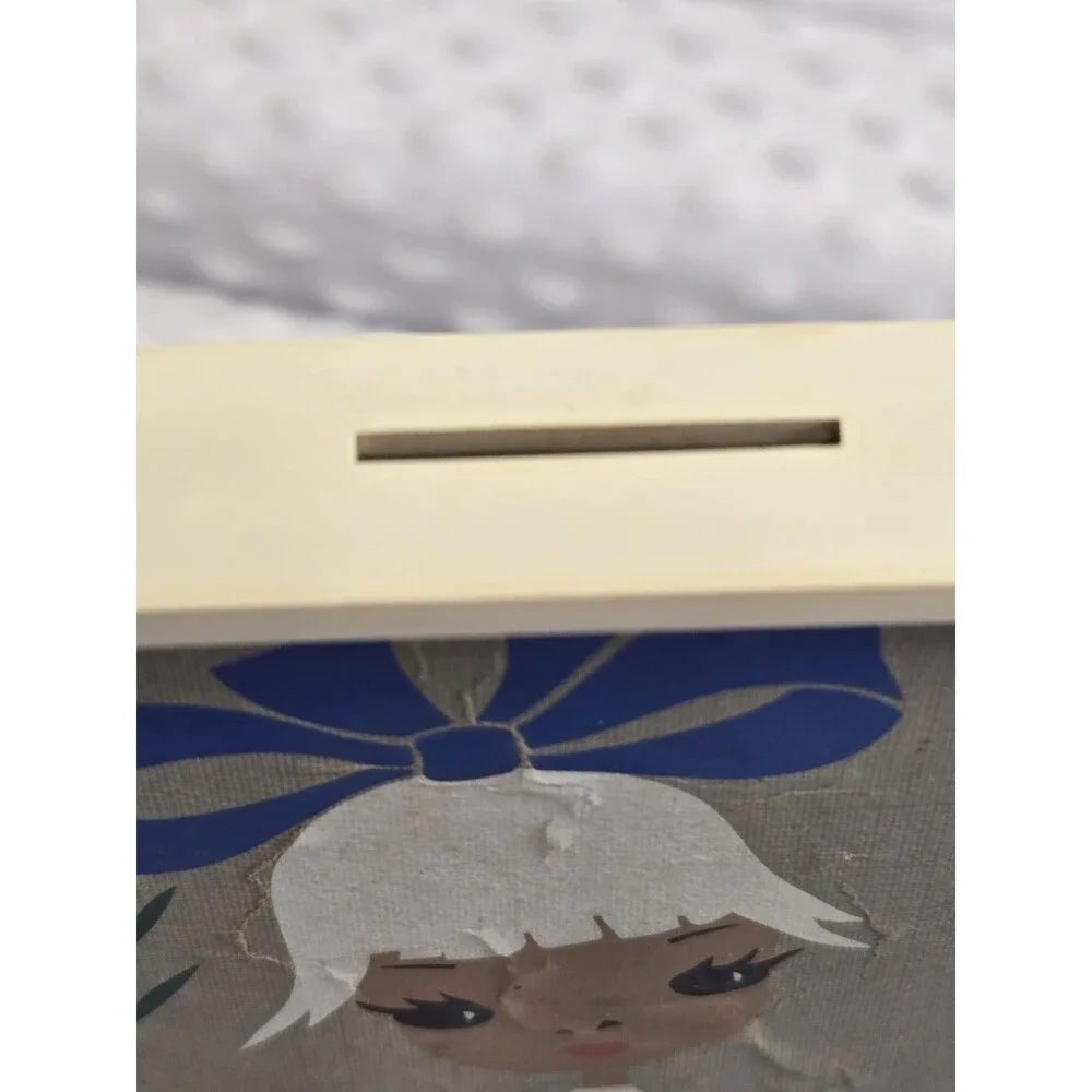 Vintage Tresor Verlag Wall Bank Mid Century Modern Big Eyes Girl Duck Flower Art